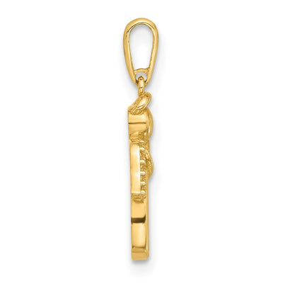 14K Polished CZ Angel Pendant