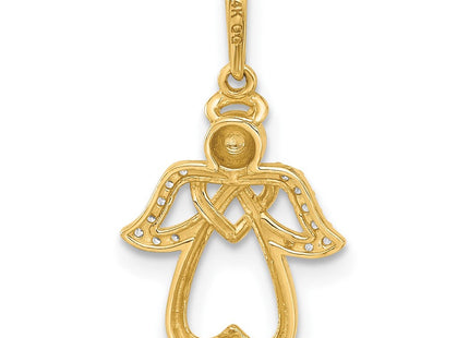 14K gold cubic zirconia heart pendant, another view