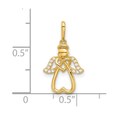 14K Polished CZ Angel Pendant