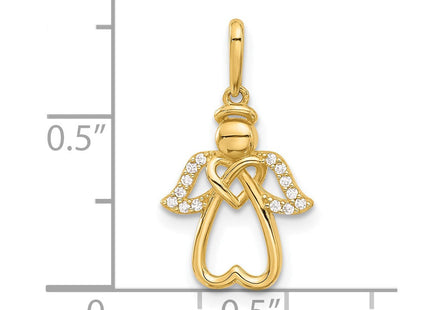 14K gold cubic zirconia heart pendant, further view