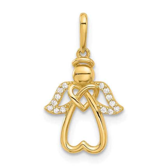 14K gold cubic zirconia heart pendant