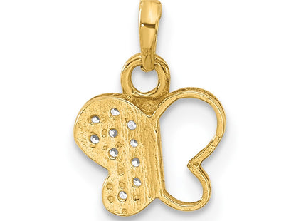14K gold cubic zirconia butterfly pendant, another view