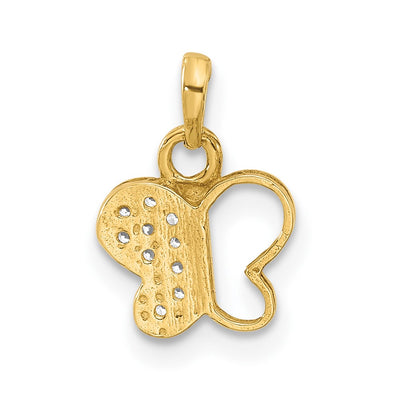 14K Polished CZ Butterfly Pendant, 13 x 8.9mm
