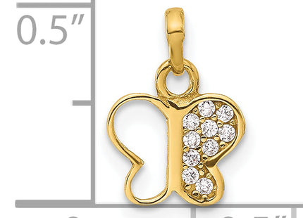 14k Polished CZ Butterfly Pendant, 13 x 8.9mm