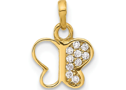 14K gold cubic zirconia butterfly pendant
