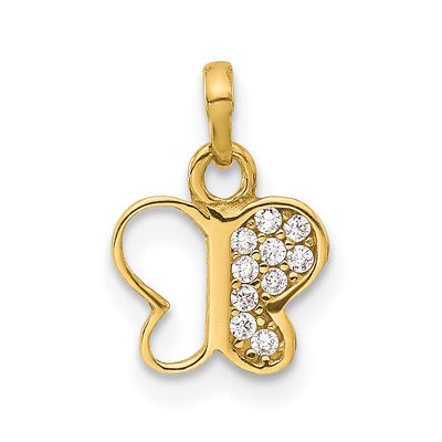 14K gold cubic zirconia butterfly pendant