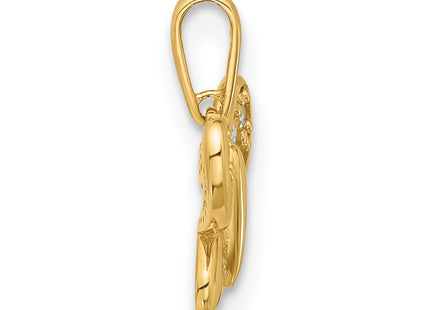 14K gold cubic zirconia butterfly pendant, alternate view