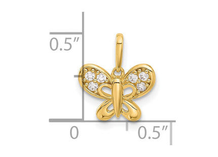 14K gold cubic zirconia butterfly pendant, further view