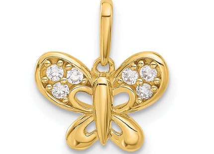 14K gold cubic zirconia butterfly pendant