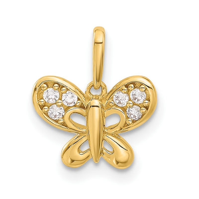 14K gold cubic zirconia butterfly pendant