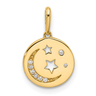 14K gold cubic zirconia disc pendant