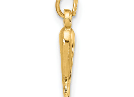 14k Polished Hollow Italian Horn Pendant, 16.8 x 3mm