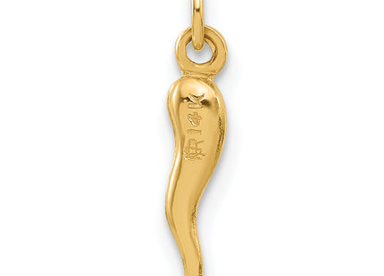 14k Polished Hollow Italian Horn Pendant, 16.8 x 3mm