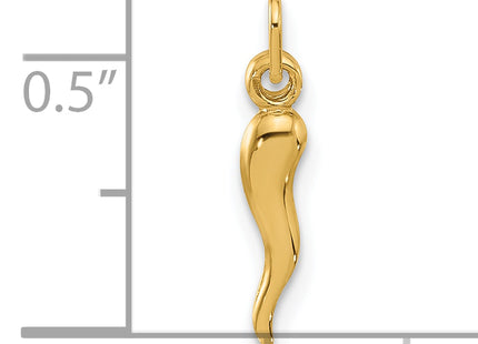 14k Polished Hollow Italian Horn Pendant, 16.8 x 3mm