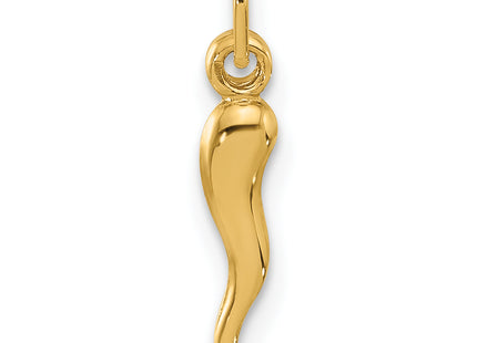 14k Polished Hollow Italian Horn Pendant, 16.8 x 3mm
