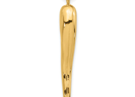 14k Polished Hollow Italian Horn Pendant, 43.2 x 6.25mm