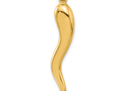 14k Polished Hollow Italian Horn Pendant, 43.2 x 6.25mm