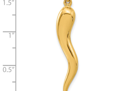 14k Polished Hollow Italian Horn Pendant, 43.2 x 6.25mm