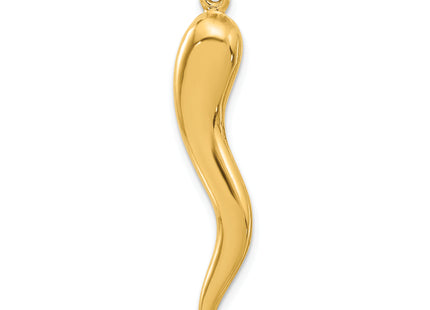 14k Polished Hollow Italian Horn Pendant, 43.2 x 6.25mm