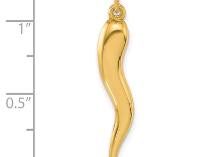 14k Polished Hollow Italian Horn Pendant (Style YC1582)