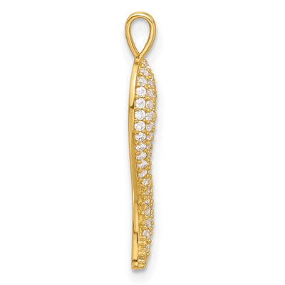 14K Polished CZ Large Italian Horn Pendant