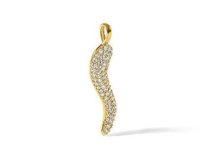 14k Polished CZ Large Italian Horn Pendant
