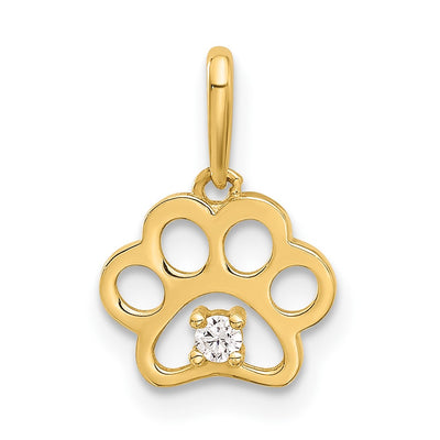 14K gold cubic zirconia paw pendant