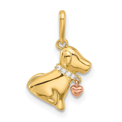 14K gold cubic zirconia heart pendant