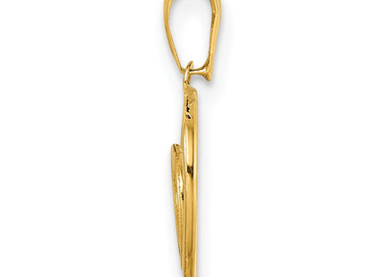 14K Polished Double Heart Pendant (Style YC1605)