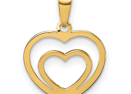 14K Polished Double Heart Pendant (Style YC1605)