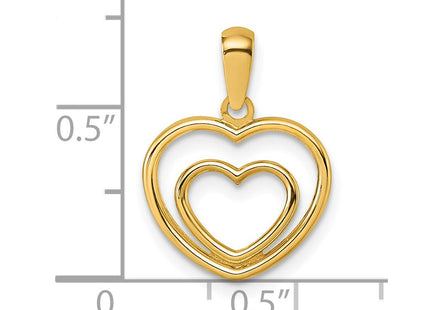 14K Polished Double Heart Pendant (Style YC1605)