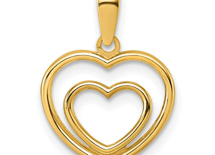 14K Polished Double Heart Pendant (Style YC1605)