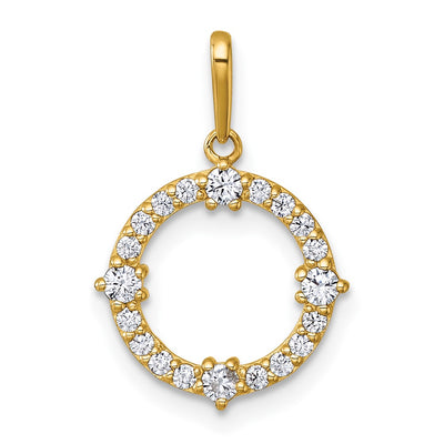 14K gold cubic zirconia circle pendant