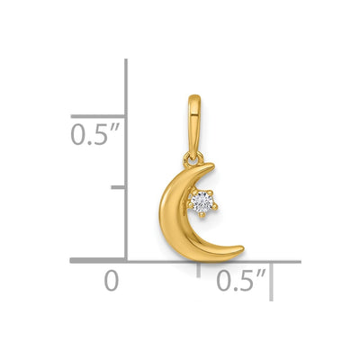 14K Polished CZ Moon and Star Charm / Pendant