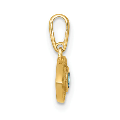 14K Polished Blue and Clear CZ Evil Eye Charm / Pendant