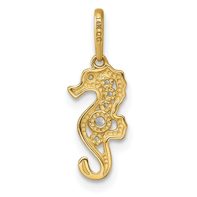 14K Polished CZ Seahorse Charm / Pendant