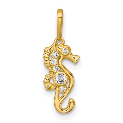 14K gold cubic zirconia seahorse pendant