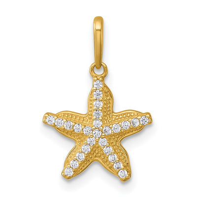 14K gold cubic zirconia starfish pendant