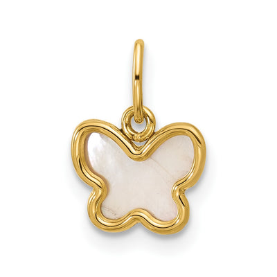 14K gold mother of pearl butterfly pendant
