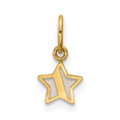 14K Polished Mother of Pearl Star Pendant, 15.5 x 10.4mm