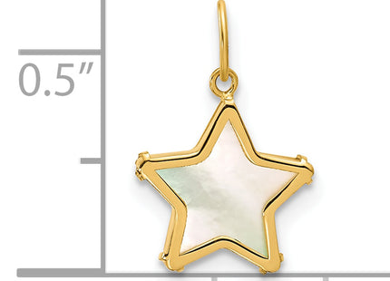14K Polished Mother of Pearl Star Pendant, 15.5 x 10.4mm