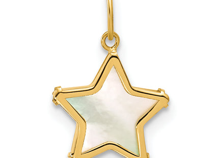 14K Polished Mother of Pearl Star Pendant, 15.5 x 10.4mm