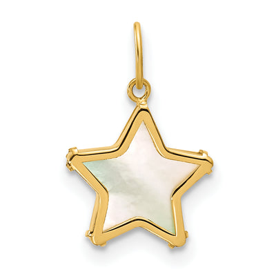 14K Polished Mother of Pearl Star Pendant, 15.5 x 10.4mm