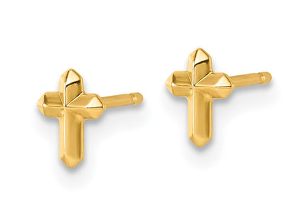 14K gold cross earrings, alternate view