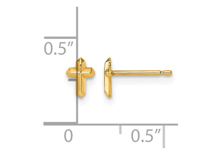 14K gold cross earrings, another view