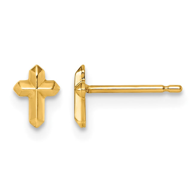 14k Polished Cross Post Earrings, 6.2 x 4.6mm