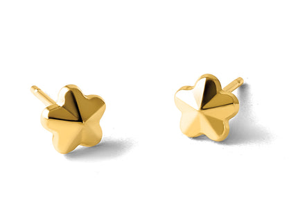 14K Polished Flower Post Earrings, 5.55 x 5.7mm