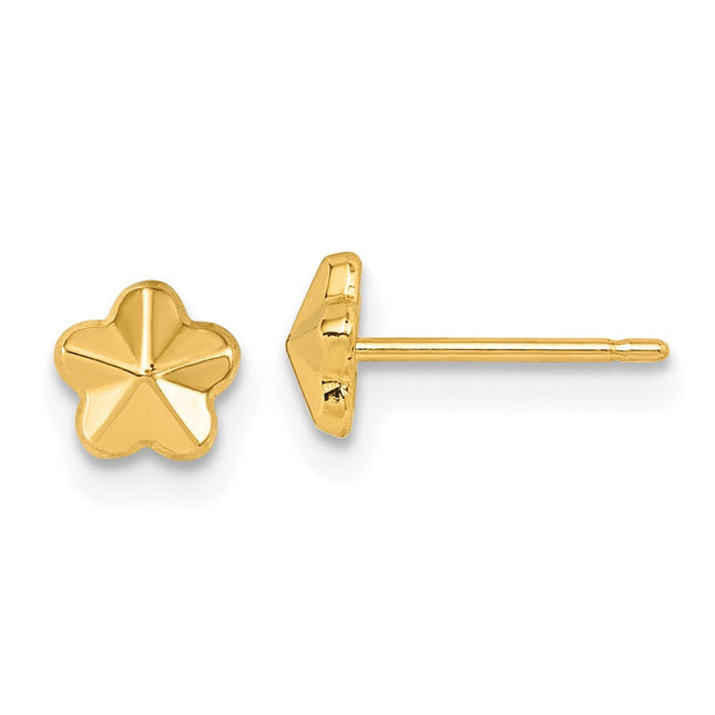 14K Polished Flower Post Earrings, 5.55 x 5.7mm