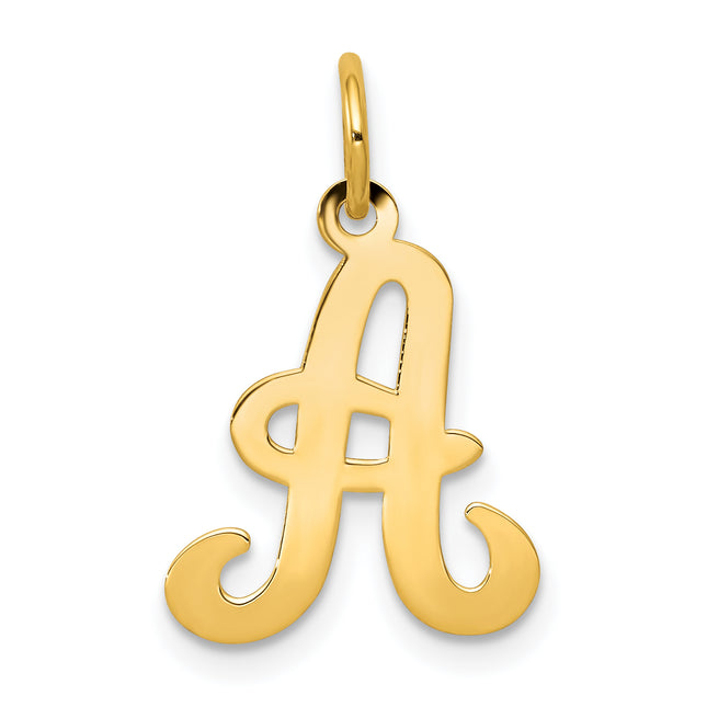 14Ky Script Letter Initial Charm, 15.71 x 12.7mm