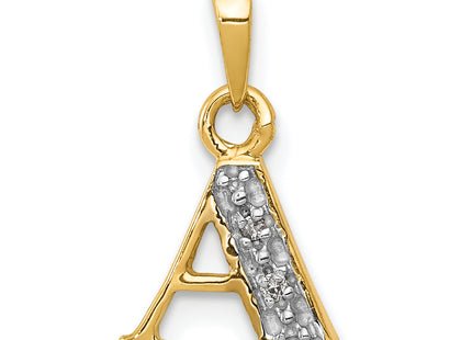 14KY with Rhodium Diamond Letter Initial Pendant